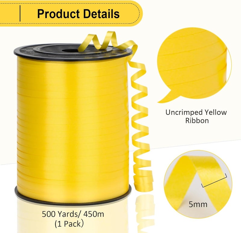 OMISELIO Yellow Curling Ribbon, 500 Yard, 3/16" for Gift Wrapping, Balloon String, Christmas, Birthday Party - Image 5